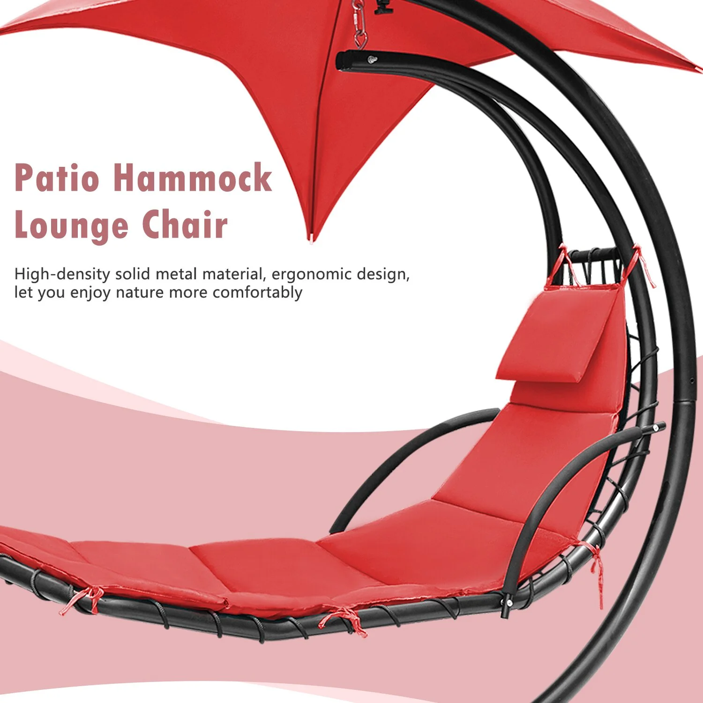Komfort Hängeliege mit Kissen und Schirm – Outdoor Swing Chair mit Metallrahmen