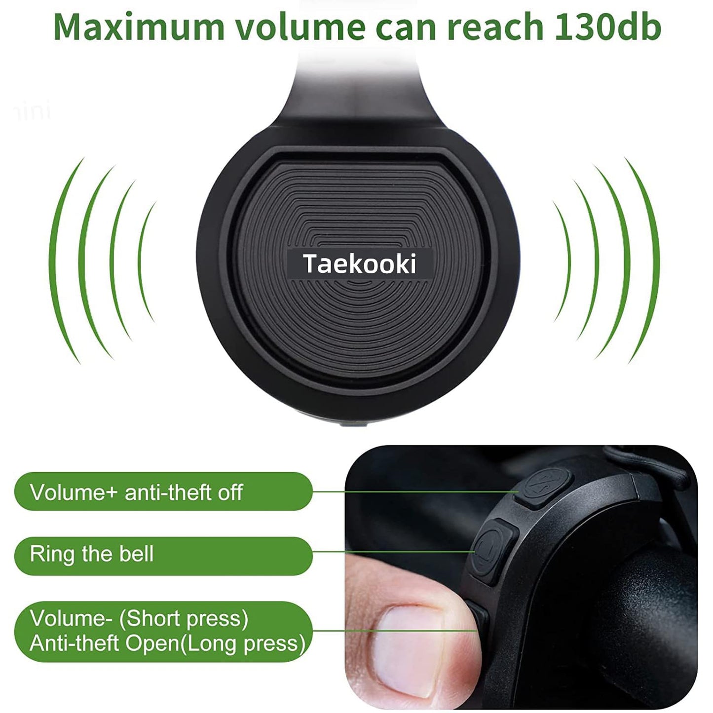 Fahrradklingel Elektronisch, Elektrische Klingel Fahrrad 80db-120db Klingel Laut, Fahrradklingel USB Wiederaufladbar IPX6 Wasserdicht, Fahrrad Zubehör für Mountainbikes von 22-32 mm