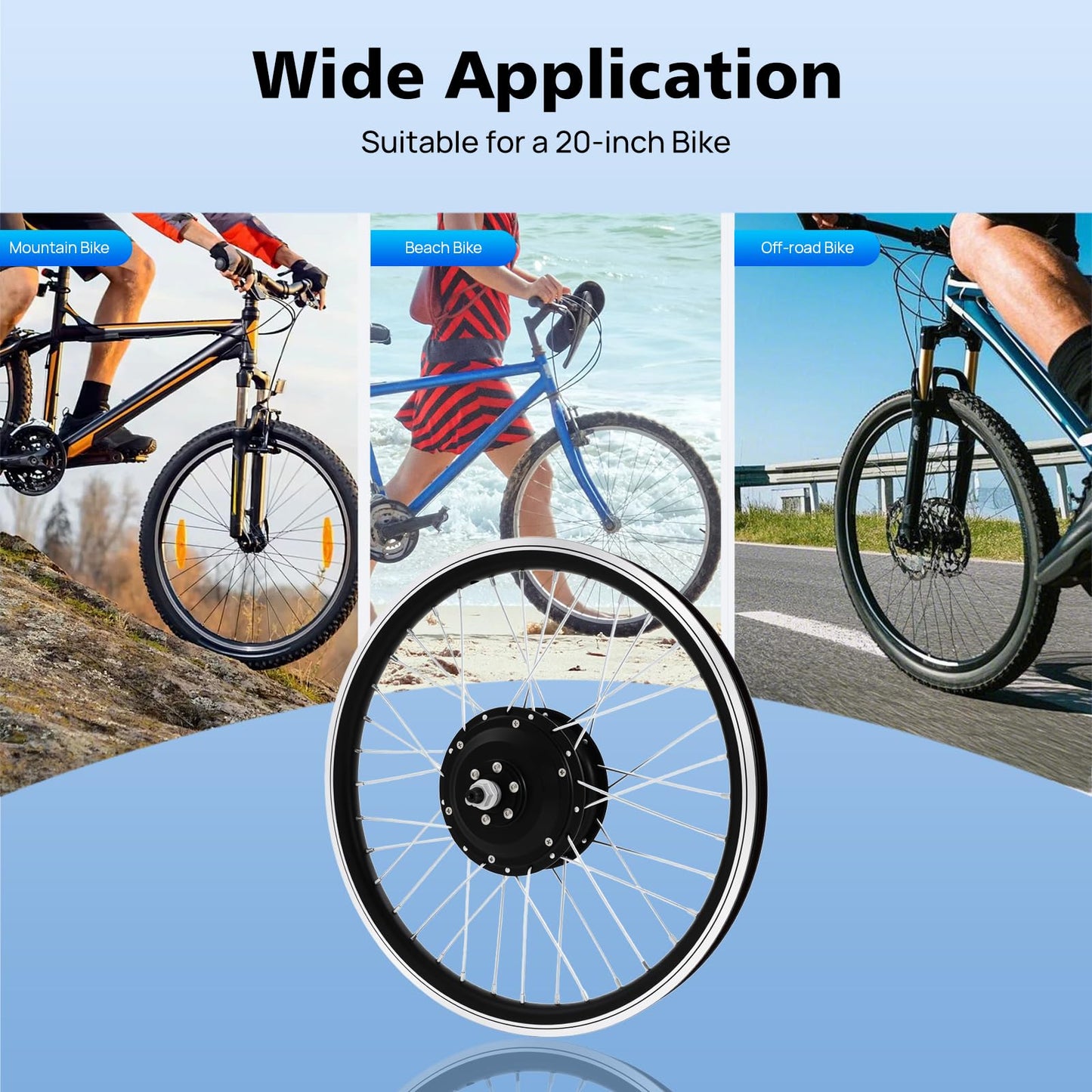 E-Bike Umbausatz 20 Zoll, 36V Ebike Hinterrad Kit, 250W Elektrofahrräder Hub Motor Front Wheel für Hinterrad