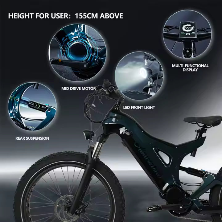 1000W E-Fatbike 26 Zoll – Vollgefedertes Carbon E-Mountainbike