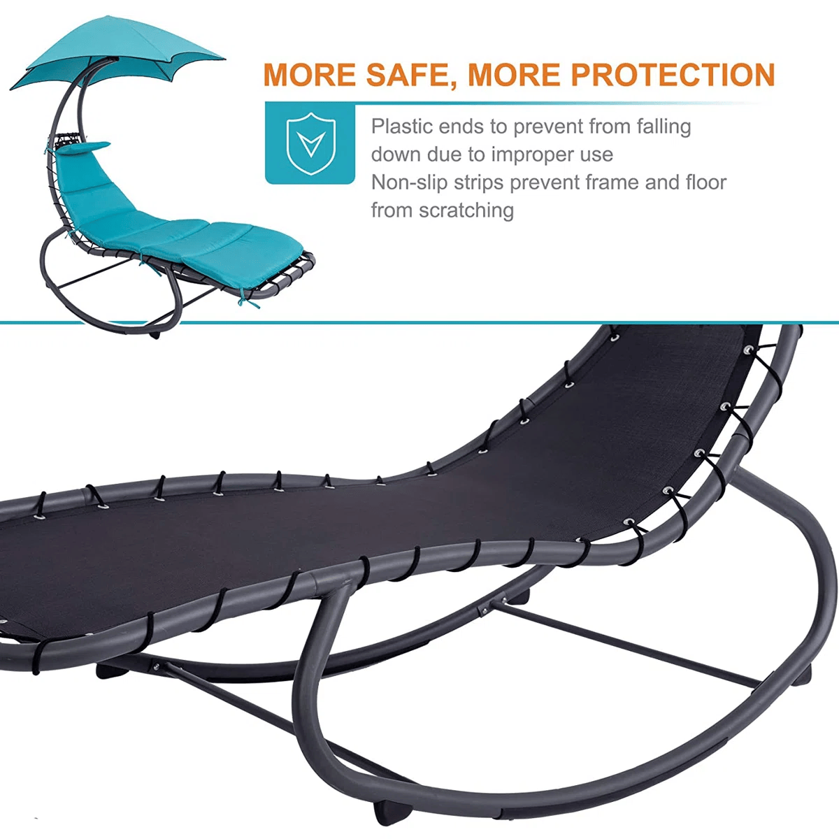 Komfort Hängeliege mit Kissen und Schirm – Outdoor Swing Chair mit Metallrahmen