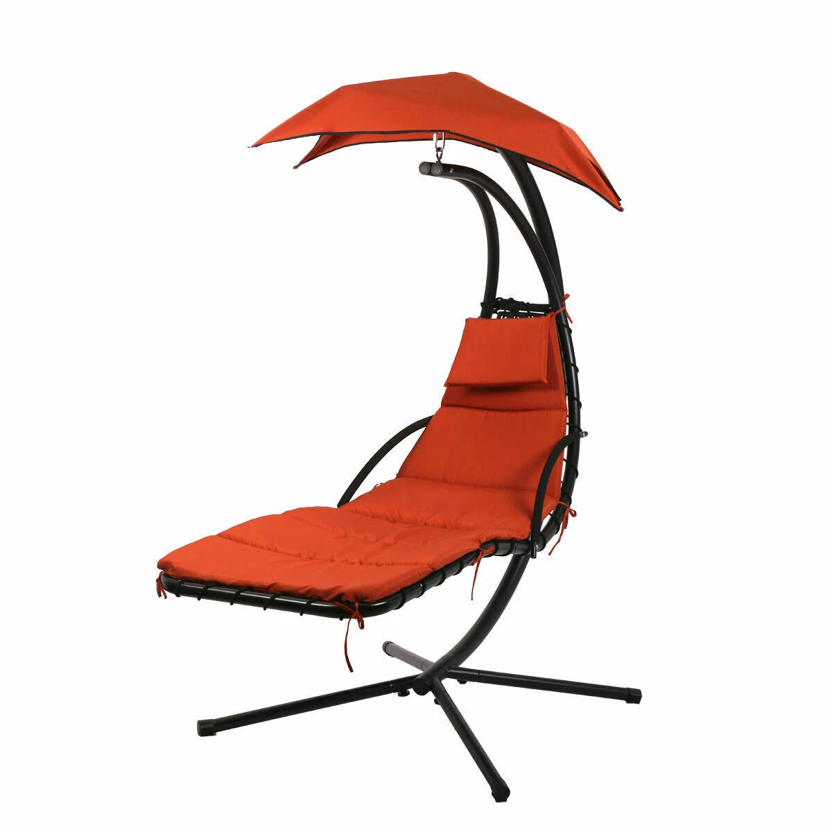 Komfort Hängeliege mit Kissen und Schirm – Outdoor Swing Chair mit Metallrahmen