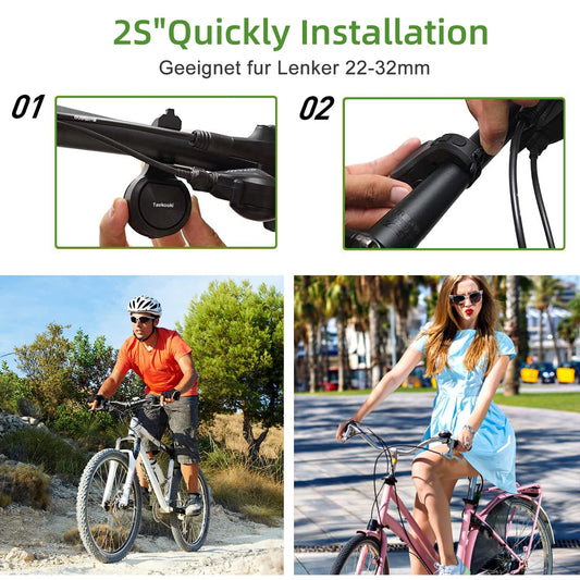 Fahrradklingel Elektronisch, Elektrische Klingel Fahrrad 80db-120db Klingel Laut, Fahrradklingel USB Wiederaufladbar IPX6 Wasserdicht, Fahrrad Zubehör für Mountainbikes von 22-32 mm