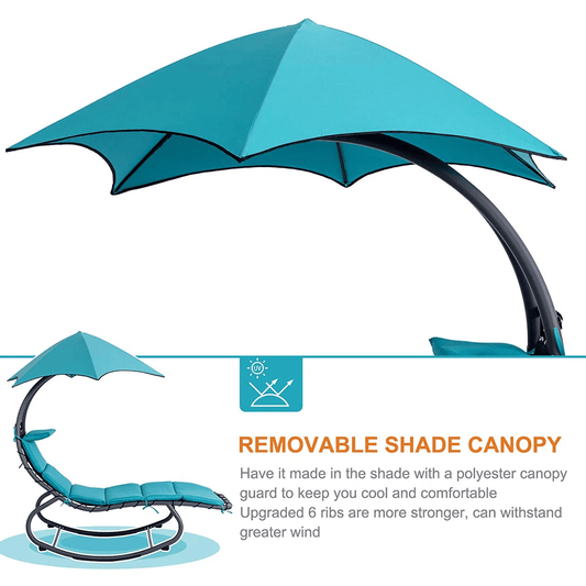 Komfort Hängeliege mit Kissen und Schirm – Outdoor Swing Chair mit Metallrahmen